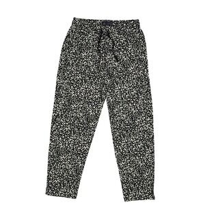 M&S Collection Animal Print Womens Tapered Pants Black Linen Blend US 6 Short